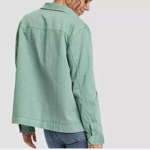 100% Cotton Denim Chore Coat in Mint Green